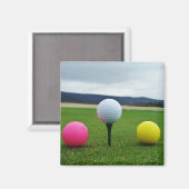 Aimant Ballons de golf JAUNE, ROSE ET BLANC (Recto/Verso)