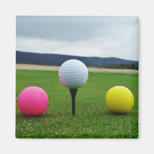 Aimant Ballons de golf JAUNE, ROSE ET BLANC