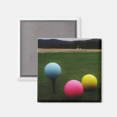 Aimant Ballons de golf JAUNE, ROSE ET BLEU (Recto/Verso)