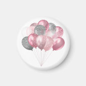 Aimant Ballons de parties scintillant rose et argent (Devant)