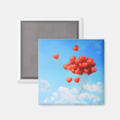 Aimant Ballons rouges en forme de coeur volant vers le (Recto/Verso)