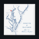 Aimant Baltimore Maryland Chesapeake Bay Carte Mariage<br><div class="desc">Commande rapide et facile ! Ces magnets de carte Baltimore Maryland font de grandes faveurs de mariage Maryland à inclure dans vos sacs d'accueil de mariage de destination Baltimore. Déplacez le coeur en cliquant sur "Editer à l'aide de l'outil de conception" sous "Personnaliser". Avec une carte de la baie de...</div>
