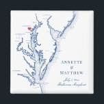 Aimant Baltimore Maryland Chesapeake Bay Carte Mariage<br><div class="desc">Commande rapide et facile ! Ces magnets de carte Baltimore Maryland font de grandes faveurs de mariage Maryland à inclure dans vos sacs d'accueil de mariage de destination Baltimore. Déplacez le coeur en cliquant sur "Editer à l'aide de l'outil de conception" sous "Personnaliser". Avec une carte de la baie de...</div>