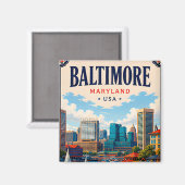 Aimant ⚓ Baltimore Maryland Harbour Et Skyline (Recto/Verso)