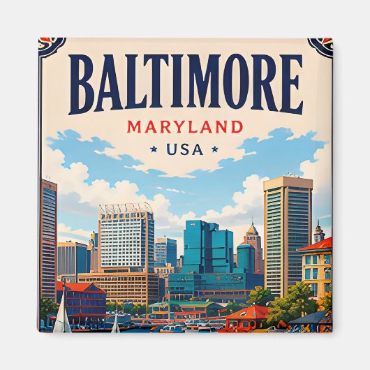 Aimant ⚓ Baltimore Maryland Harbour Et Skyline (Devant)