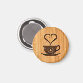 Aimant Bambou Look & gravé mignon I Love Coffee (Recto/Verso)