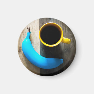 Aimant Banane Turquoise et pâte à café jaune - Pop Art