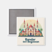 Aimant Bandar Seri Begawan avec dômes rouges (Recto/Verso)