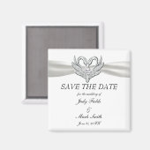 Aimant Bande Bleue Blanche Argent Swans Save the Date Mag (Recto/Verso)