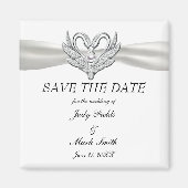 Aimant Bande Bleue Blanche Argent Swans Save the Date Mag (Devant)
