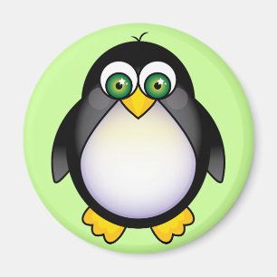Aimant Bande dessinée aux yeux verts de pingouin
