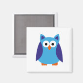Aimant Bande dessinée bleue de hibou (Recto/Verso)