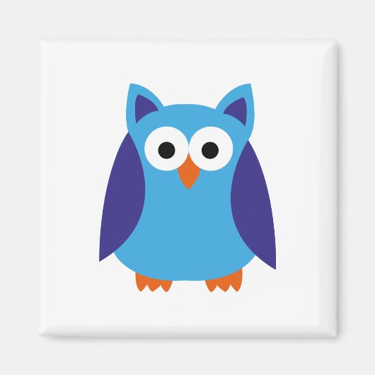 Aimant Bande dessinée bleue de hibou (Devant)