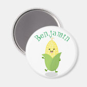 Aimant Bande dessinée de maïs kawaii dansante mignonne (Recto/Verso)