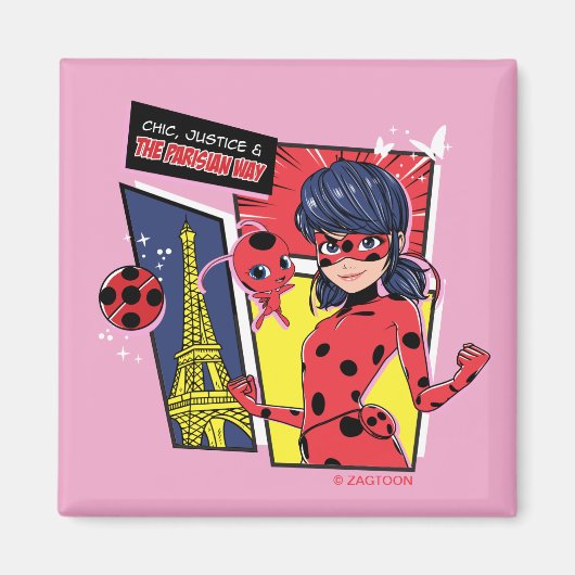 Aimant Bande dessinée Miraculaire Ladybug Parisienne (Devant)