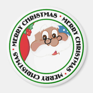 Aimant Bande dessinée noire de Père Noël (bleue)