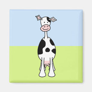 Aimant Bande dessinée noire et blanche de vache. Avant