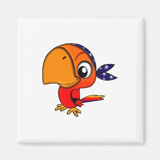 Aimant Bande dessinée orange de perroquet (Devant)