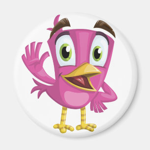 Aimant Bande dessinée rose mignonne d'oiseau
