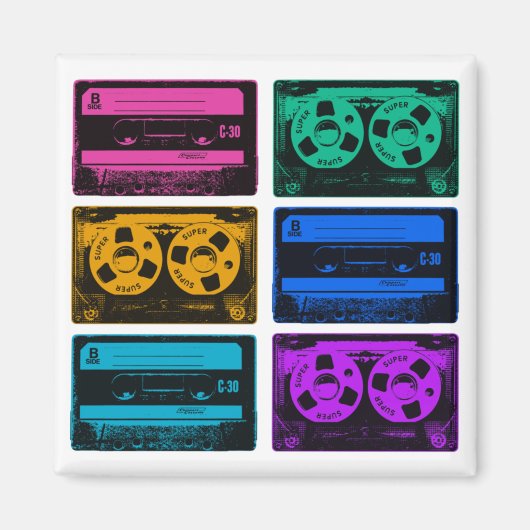 Aimant Bandes Cassette Colorées Rétro (Devant)