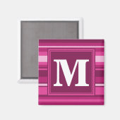 Aimant Bandes de monogramme fuchsia (Recto/Verso)