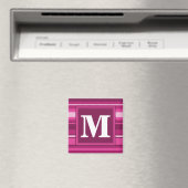 Aimant Bandes de monogramme fuchsia (In Situ (Lave-vaisselle))
