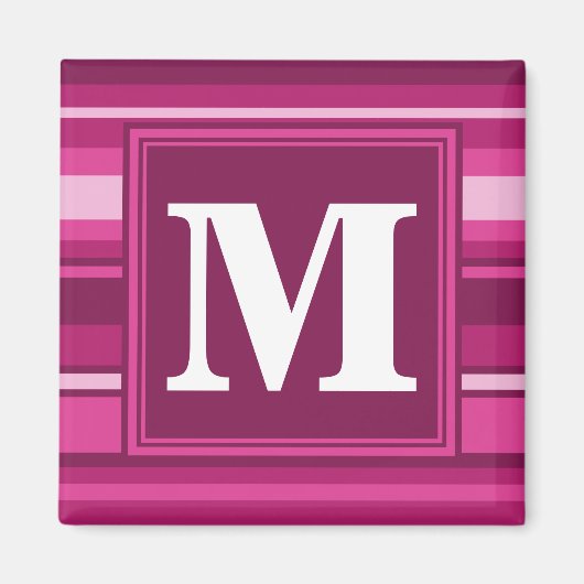 Aimant Bandes de monogramme fuchsia (Devant)