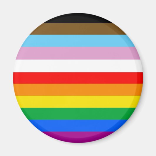 Aimant Bandes du drapeau de progrès LGBTQ+ (Devant)