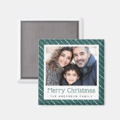 Aimant Bandes mignonettes joyeux pin de Noël photo verte (Recto/Verso)