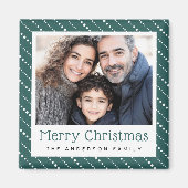 Aimant Bandes mignonettes joyeux pin de Noël photo verte (Devant)