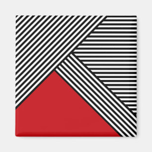 Aimant Bandes noires et blanches avec triangle rouge