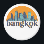 Aimant Bangkok Thaïlande Retro City Skyline Cityscape Art<br><div class="desc">Design urbain vintage et rétro avec une belle skyline, attraction touristique et art urbain. gratte-ciel Cool et silhouette de construction merchandises pour touristes et voyageurs. Parfait comme souvenir à rapporter à la maison lorsque vous voyagez dans le monde entier. Enregistrez la mémoire de votre voyage et de vos vacances en...</div>