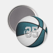 Aimant Banquet turquoise d'équipe de basket blanc (Recto/Verso)