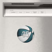 Aimant Banquet turquoise d'équipe de basket blanc (In Situ (Lave-vaisselle))