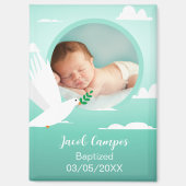Aimant Baptême de bébé garçon colombes nuages photo (Recto)