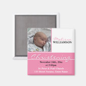 Aimant Baptême ou baptême rose (Recto/Verso)