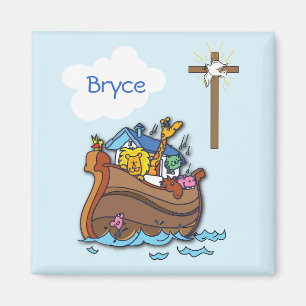 Aimant Baptême personnalisable de bébé de l'Arche de Noé,