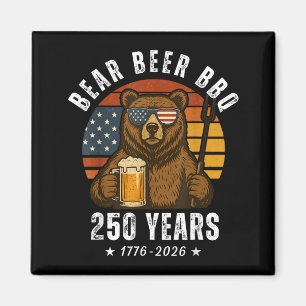 Aimant Bar Bear BBQ Jour de l'Indépendance Drapeau USA Pa