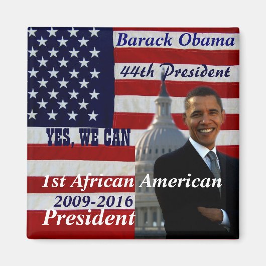 Aimant Barack Obama, 1er président afro-américain_Magnet (Devant)
