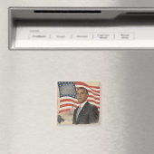 Aimant Barack Obama devant le drapeau américain et le Cap (In Situ (Lave-vaisselle))