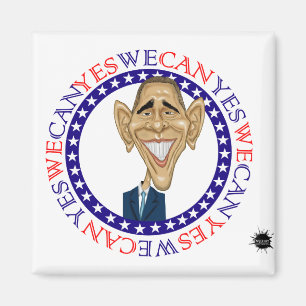 Aimant Barack Obama oui nous pouvons - rouge et bleu