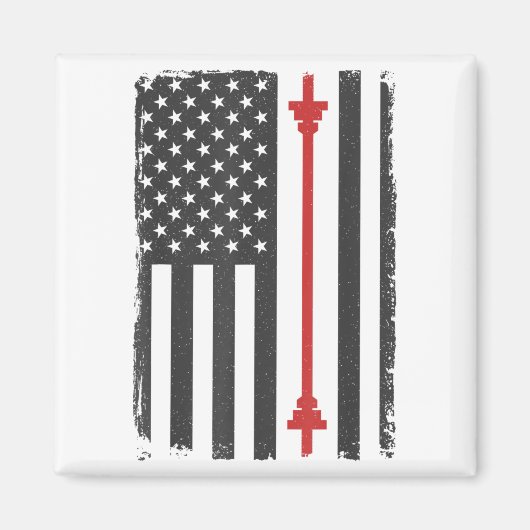 Aimant Barbell American Flag Gym Workout Tee Usa Motivati (Devant)
