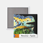 Aimant Barcelona Magnet, Lizard Fountain, Spain (Recto/Verso)