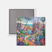 Aimant Barcelona, Park Guell, Sagrada Familia, Souvenir (Recto/Verso)