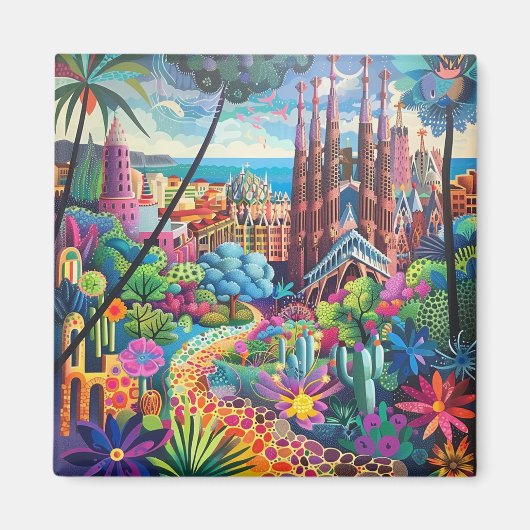 Aimant Barcelona, Park Guell, Sagrada Familia, Souvenir (Devant)