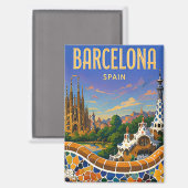 Aimant Barcelone Espagne Gaudi Architecture Méditerranée (Recto/Verso)