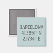 Aimant Barcelone Espagne Latitude et Longitude (Recto/Verso)