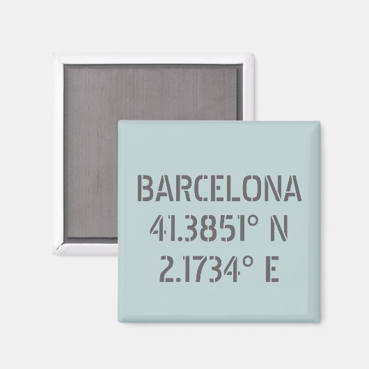 Aimant Barcelone Espagne Latitude et Longitude (Recto/Verso)