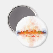 Aimant Barcelone Skyline watercolor v04 (Recto/Verso)