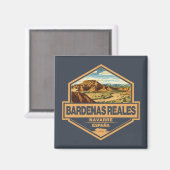 Aimant Bardenas Reales Espagne Travel Art Badge (Recto/Verso)